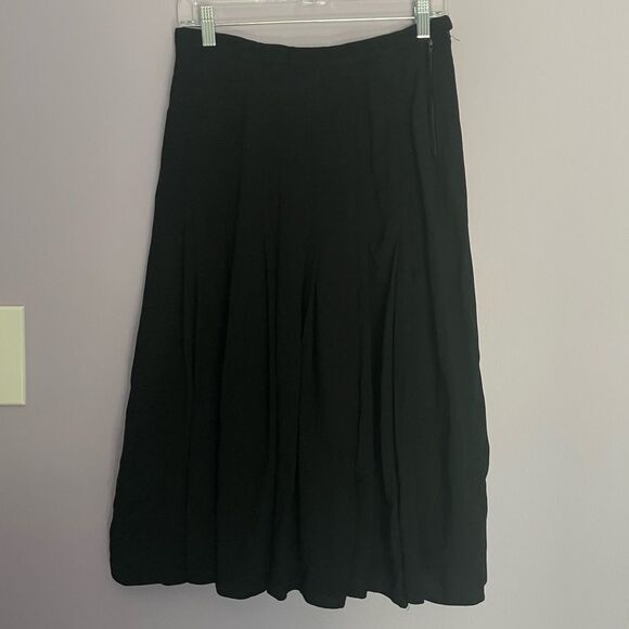 JLS Boutique Vintage Pleated Midi Skirt in Black Jean Louis Scherrer Paris Med - Picture 1 of 6